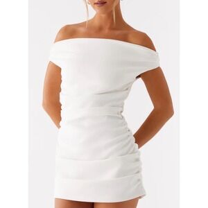 Peppermayo Morgan Off Shoulder Mini Dress Ivory US 10 New‎ With Tags